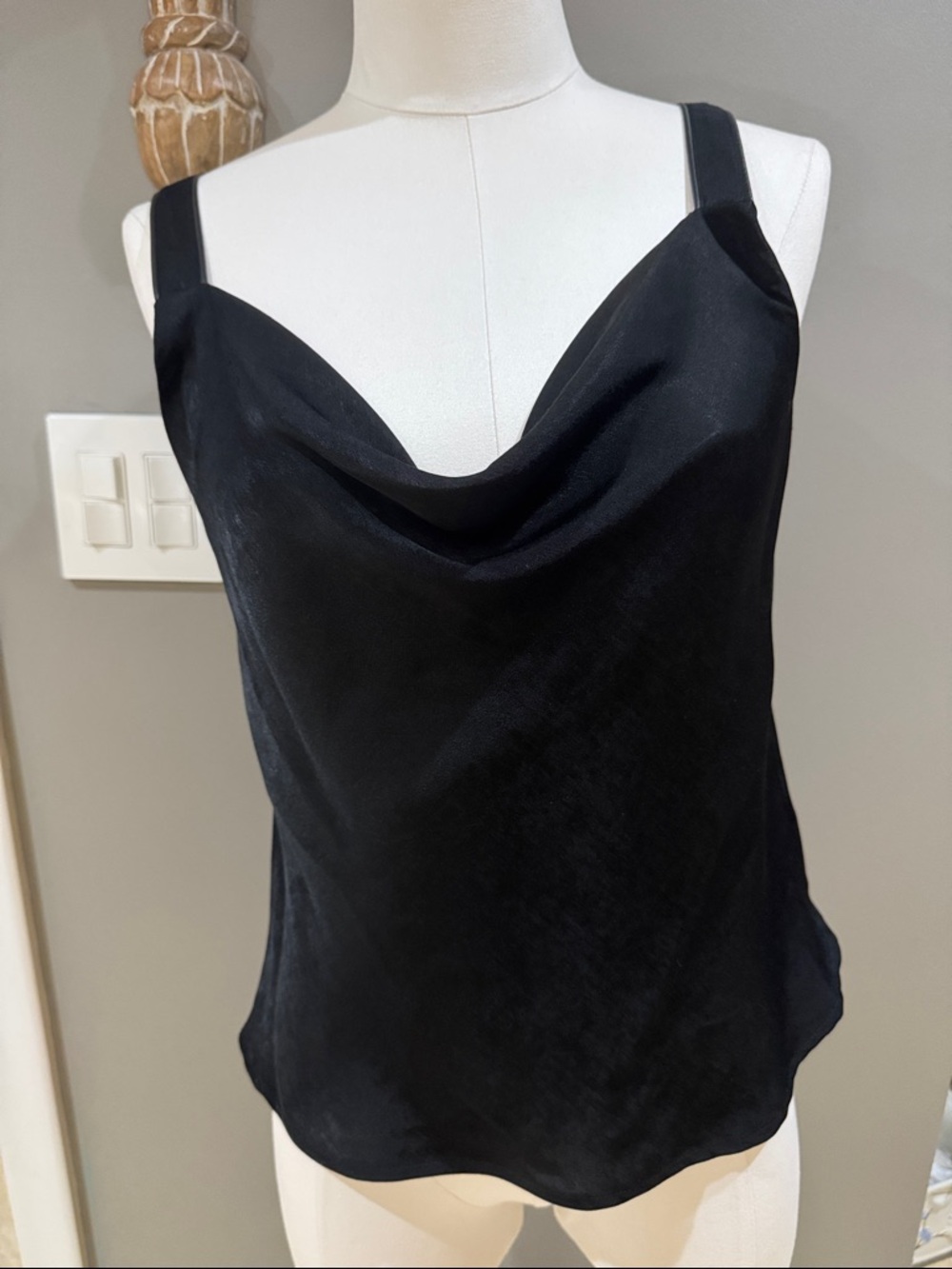 DKNY Black Satin Cowl Neck Camisole